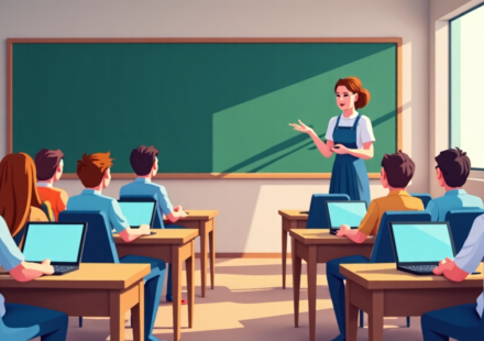 Schools Cut Back on Classroom Screen Time as Students Return — AI-generated editorial illustration