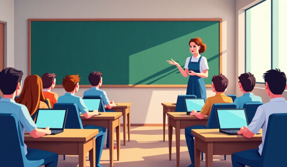 Schools Cut Back on Classroom Screen Time as Students Return — AI-generated editorial illustration