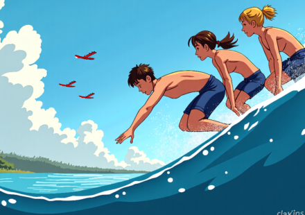 Lake Washington Hero Saves Three Girls During Seafair Blue Angels Show — AI-generated editorial illustration