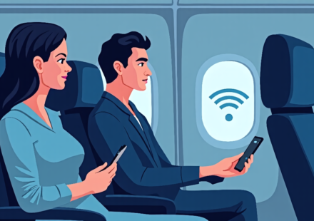 Delta Flight Faces 30‑Minute Wi‑Fi Shutdown After Rogue Network — AI-generated editorial illustration
