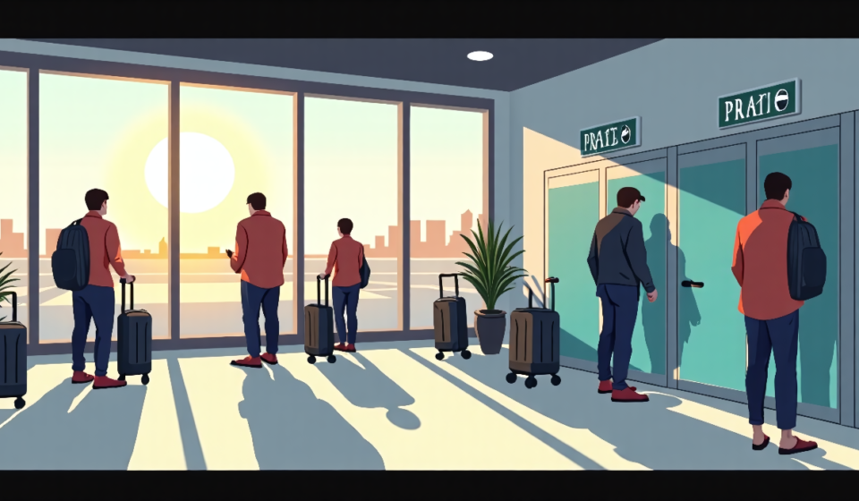 DFW Airport Adds Islamic Foot‑Wash Stations in a $300K Private Project — AI-generated editorial illustration