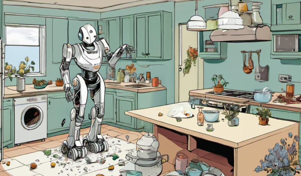 Humanoid Robots Aren’t Ready to Clean Your Kitchen Yet — AI-generated editorial illustration