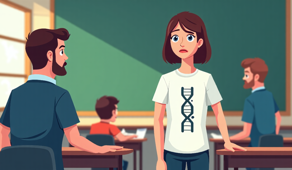 Teacher Faces Targeting After Shirt Protest at Training — AI-generated editorial illustration