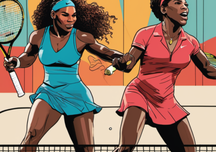 Serena Williams Teams with Carlos Alcaraz for U.S. Open Mixed Doubles — AI-generated editorial illustration