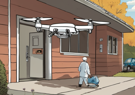 Cleveland Clinic Tests Zipline‑Powered Prescription Delivery — AI-generated editorial illustration