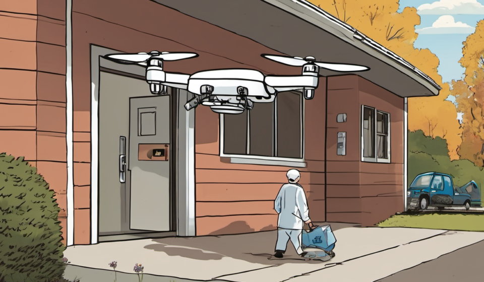 Cleveland Clinic Tests Zipline‑Powered Prescription Delivery — AI-generated editorial illustration