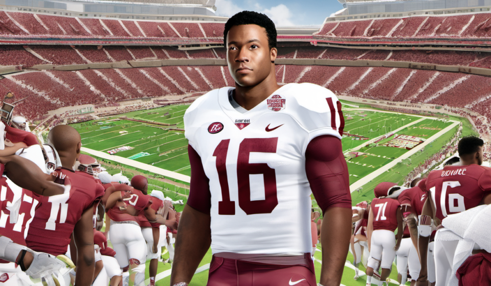 Keelon Russell Secures Alabama’s Starting QB Spot After Intense Camp Battle — AI-generated editorial illustration
