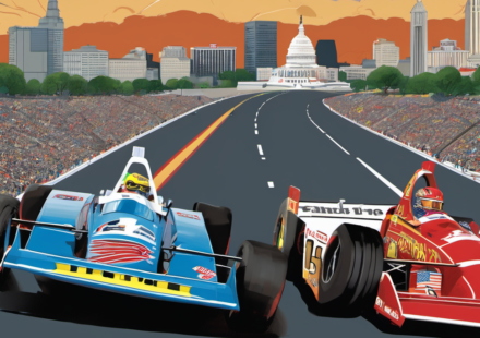 Jeff Gordon Dominates IROC in Washington, Prepping for IndyCar Freedom 250 — AI-generated editorial illustration