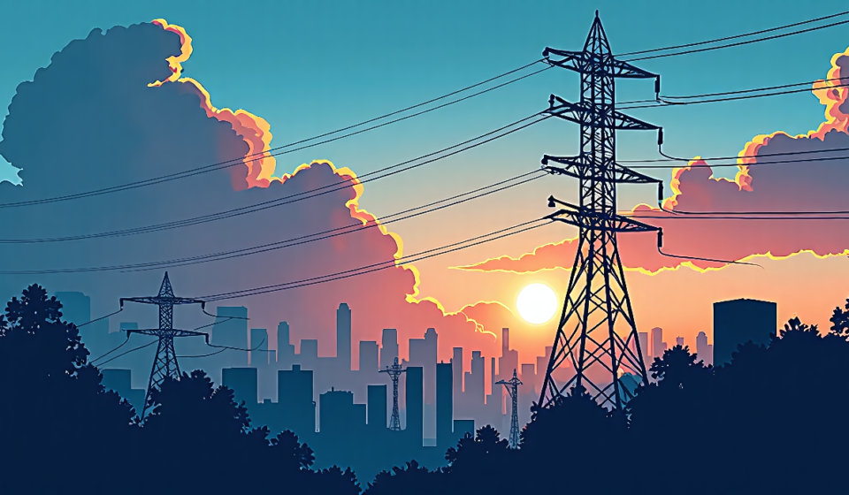 Energy Firm Sues Data Center Over AI Power Costs — AI-generated editorial illustration
