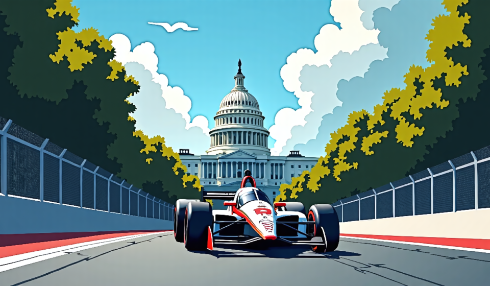 Alex Palou Secures Pole for INDYCAR’s Bumpy Freedom 250 — AI-generated editorial illustration
