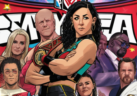 Bayley Marks 10 Years on RAW Amid AEW Buzz and Mercedes Moné Speculation — AI-generated editorial illustration