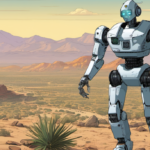 Humanoid Robots Patrol Southern Border: A Futuristic Solution to Surveillance — AI-generated editorial illustration