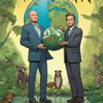 Bezos and DiCaprio Launch $200M Fund to Save Endangered Species — AI-generated editorial illustration