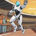 Robots Break Usain Bolt’s Record in China’s Humanoid Games — AI-generated editorial illustration