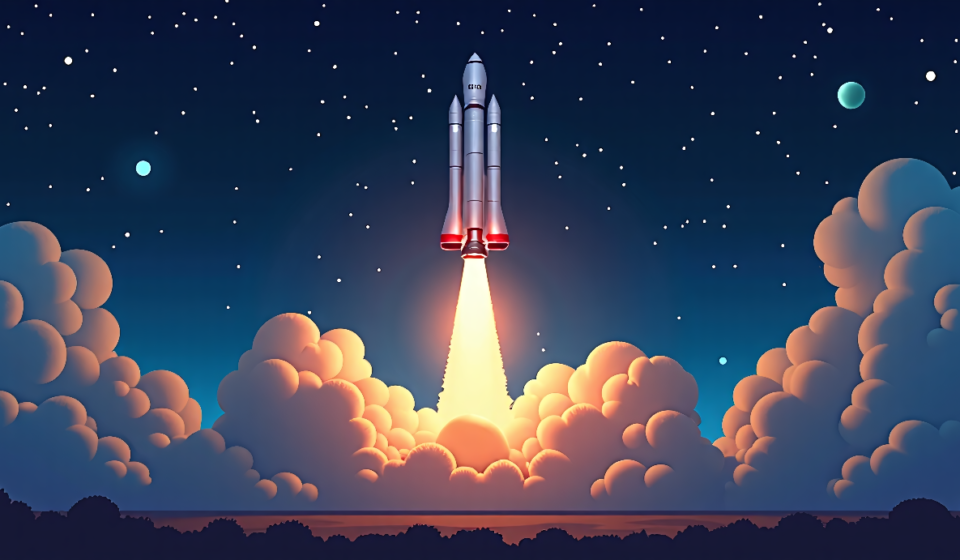 SpaceX’s Starship Launch Marks First Test Since IPO — AI-generated editorial illustration