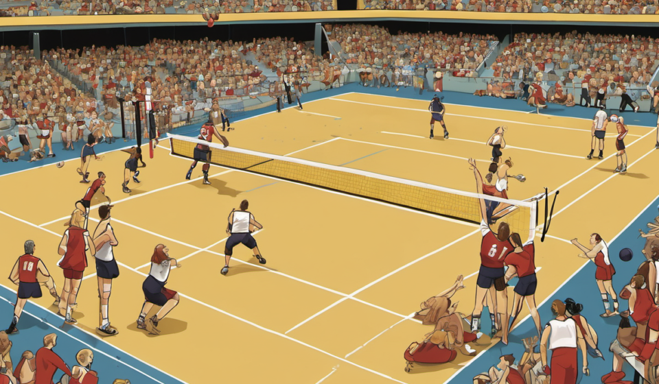 Jeep AVCA First Serve: Badgers Sweep, ASU Upsets Texas — AI-generated editorial illustration