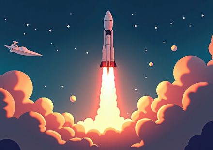 SpaceX Goes Public, Fueling a Rapidly Expanding Space Economy — AI-generated editorial illustration