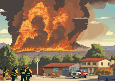 Nevada Governor Declares Emergency as Hawk Fire Rages 10,500 Acres — AI-generated editorial illustration
