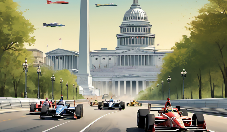 Freedom 250: IndyCar’s Monumental Race Through Washington’s Iconic Landmarks — AI-generated editorial illustration