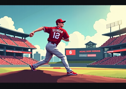 DeGrom’s Milestone: Cardinals’ Pitcher Dominates in Historic Night — AI-generated editorial illustration