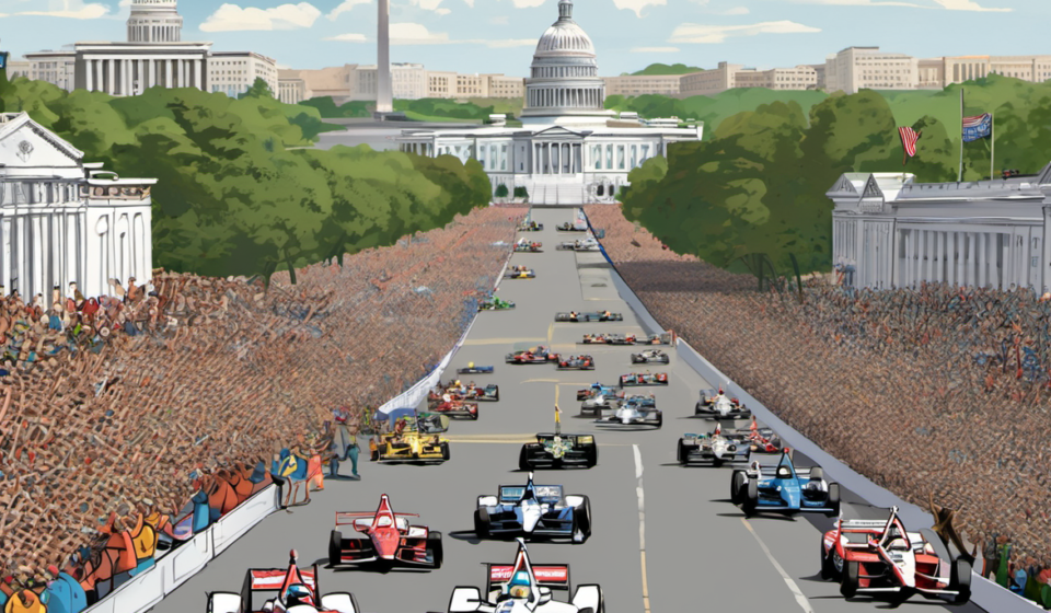 Freedom 250: IndyCars Rev Up Washington Streets for Iconic 200‑mph Race — AI-generated editorial illustration