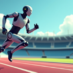 Humanoid Robot Surpasses Usain Bolt’s 100m Record in Beijing — AI-generated editorial illustration