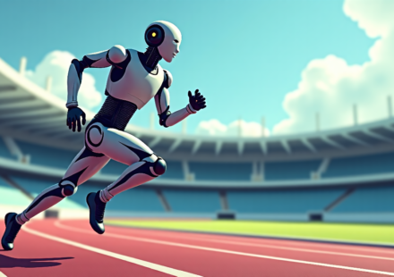 Humanoid Robot Surpasses Usain Bolt’s 100m Record in Beijing — AI-generated editorial illustration