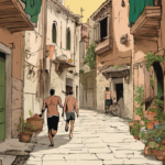 Venice Dress Code Shock: Shirtless Running Couple Faces Fine — AI-generated editorial illustration