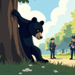 Denver Bear’s Dramatic Tree Drop After Tranquilization — AI-generated editorial illustration
