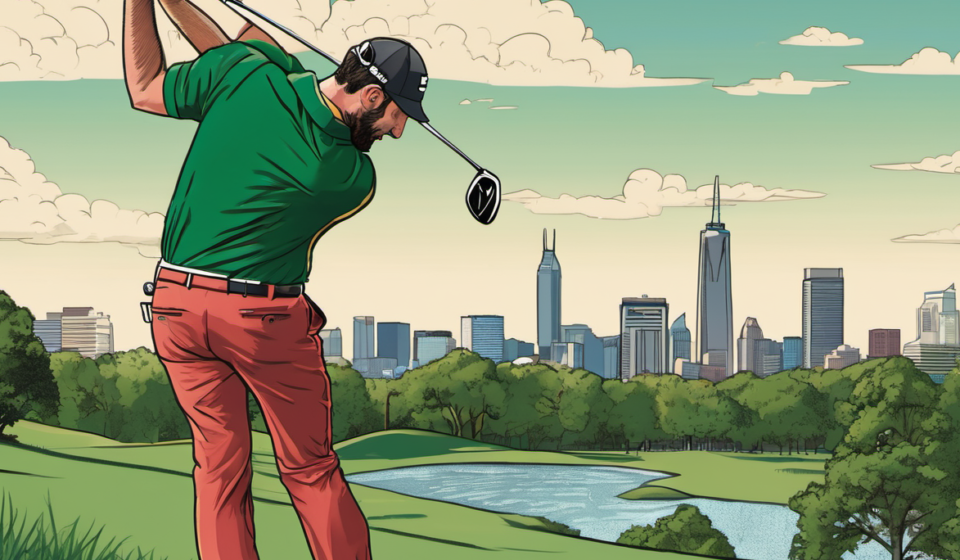 Rahm Secures Third Straight Season Points Title at LIV Golf Indy Finale — AI-generated editorial illustration