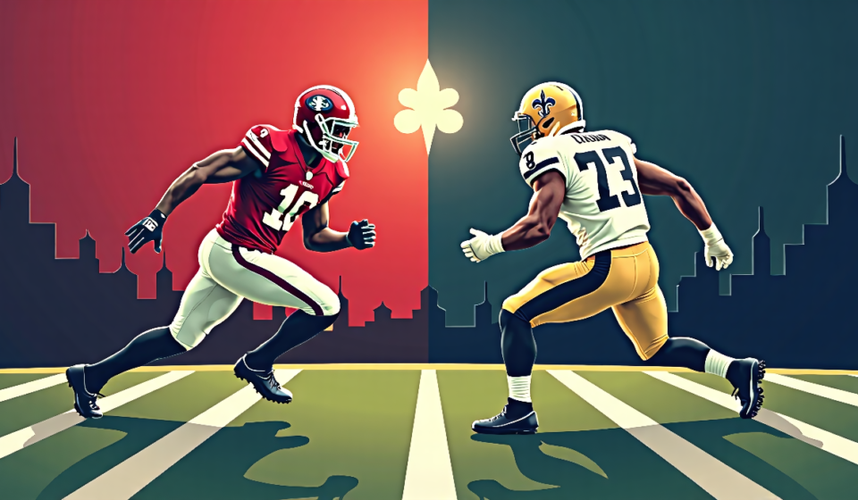 49ers and Saints Swap Depth Pieces Ahead of Regular Season — AI-generated editorial illustration