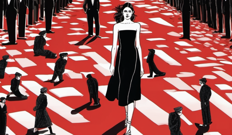 Margaret Qualley Stuns at London Premiere in Bare‑Footed Chanel Shoes — AI-generated editorial illustration