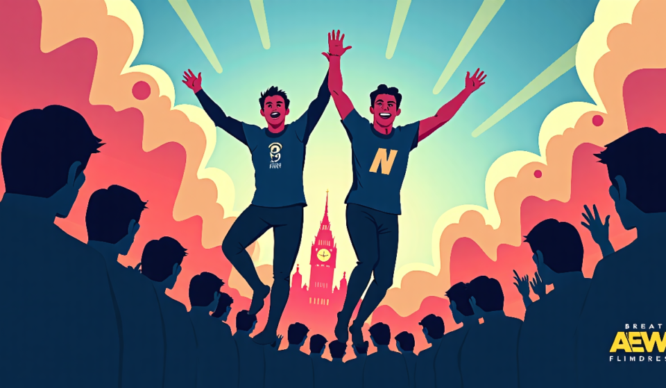 AEW All In: London Sets Trios Title Match for Adam Page & Brodie Lee — AI-generated editorial illustration