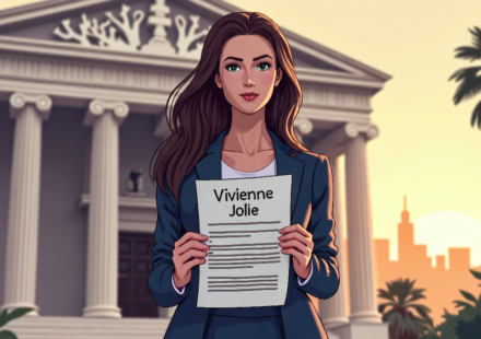 Vivienne Jolie-Pitt Moves to Drop Brad Pitt’s Last Name — AI-generated editorial illustration