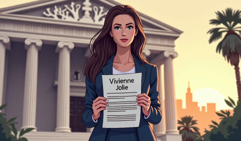 Vivienne Jolie-Pitt Moves to Drop Brad Pitt’s Last Name — AI-generated editorial illustration