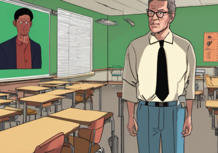 Teachers Targeted by Deepfake Scams in Schools — AI-generated editorial illustration