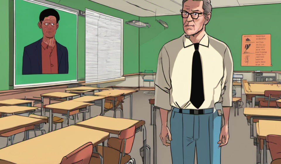 Teachers Targeted by Deepfake Scams in Schools — AI-generated editorial illustration