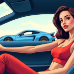 Guess the Sexy Car Babe in a Crop‑Top Mirror Selfie — AI-generated editorial illustration