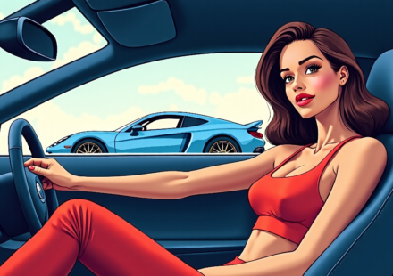 Guess the Sexy Car Babe in a Crop‑Top Mirror Selfie — AI-generated editorial illustration