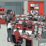 Inside TMZ’s Live Stream: A Day in the Newsroom — AI-generated editorial illustration