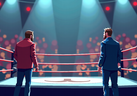 Ottawa’s WWE Raw: Contract Signing, Penta vs. La Parka Showdown — AI-generated editorial illustration