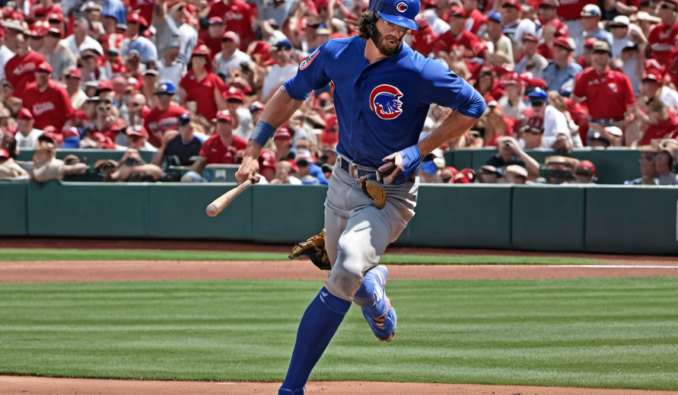 Cubs' Dansby Swanson Leaves Game with Left Side Discomfort After Swing-and-Miss — AI-generated editorial illustration