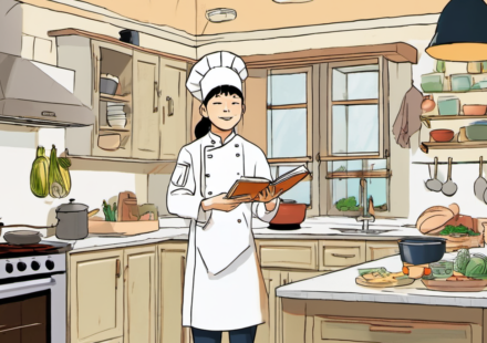 Levi Zhang Teaches Kids How to Cook Like a Pro — AI-generated editorial illustration