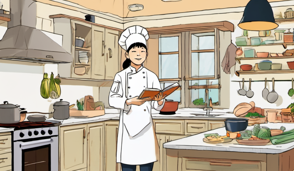 Levi Zhang Teaches Kids How to Cook Like a Pro — AI-generated editorial illustration