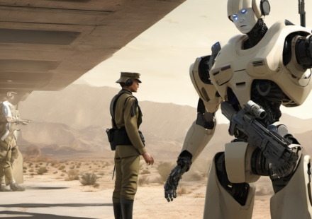 China Nears Deploying Humanoid Robot Soldiers, Says Developer — AI-generated editorial illustration
