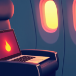 Laptop Fire on American Airlines Flight Sparks Battery Safety Concerns — AI-generated editorial illustration