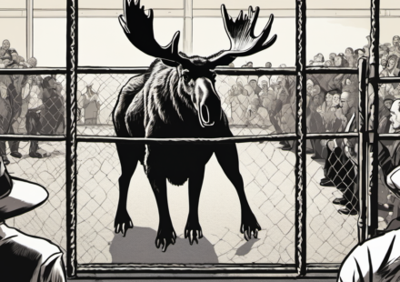Moose Pays Tribute to Triple H with Dramatic Entrance at TNA Lockdown — AI-generated editorial illustration