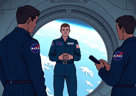 NASA Chief Justifies All‑Male Crew for Artemis III — AI-generated editorial illustration