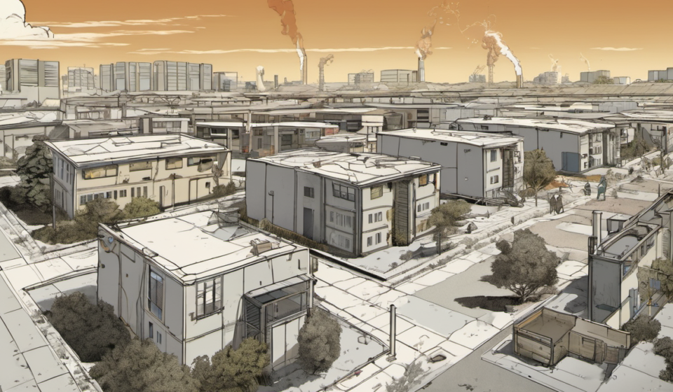 Data Centers in Slough May Be Raising Local Temperatures — AI-generated editorial illustration