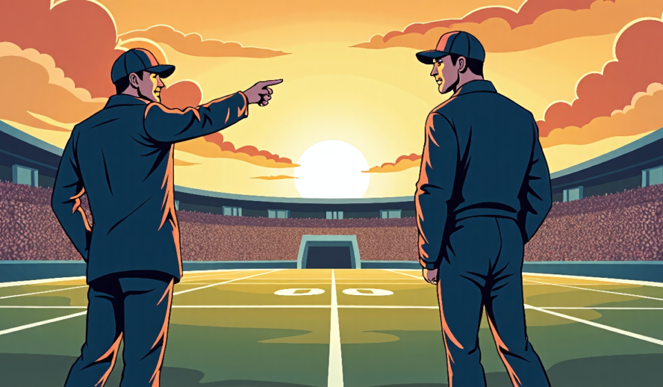 Kiffin and Sarkisian Clash Over Transfer Portal Ethics — AI-generated editorial illustration